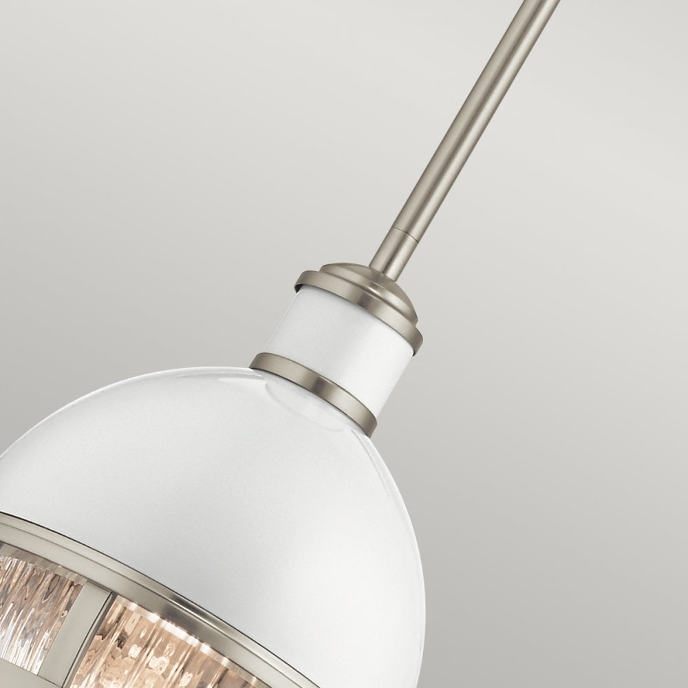 Tollis Mini Ceiling Pendant Light In Brushed Nickel And White Finish QN-TOLLIS-MP-BN