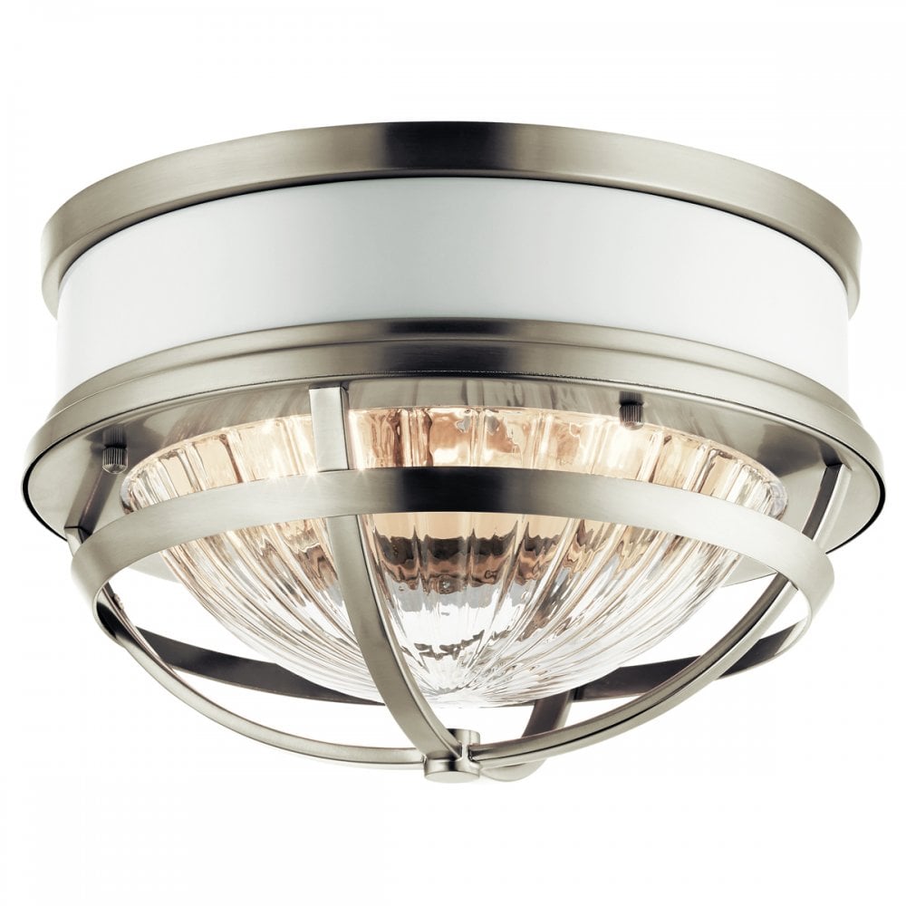 Tollis Flush Ceiling Light In Brushed Nickel And White Finish QN-TOLLIS-F-BN