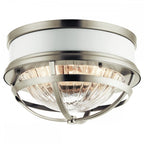 Tollis Flush Ceiling Light In Brushed Nickel And White Finish QN-TOLLIS-F-BN