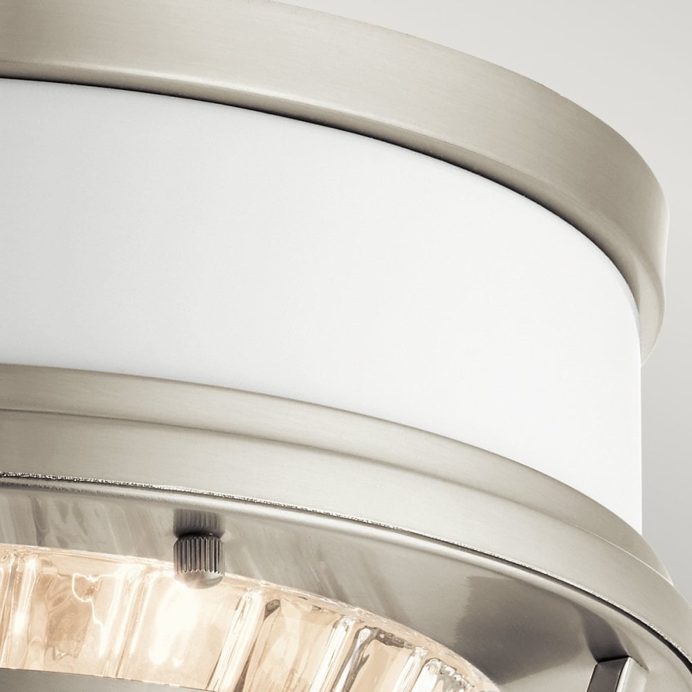 Tollis Flush Ceiling Light In Brushed Nickel And White Finish QN-TOLLIS-F-BN