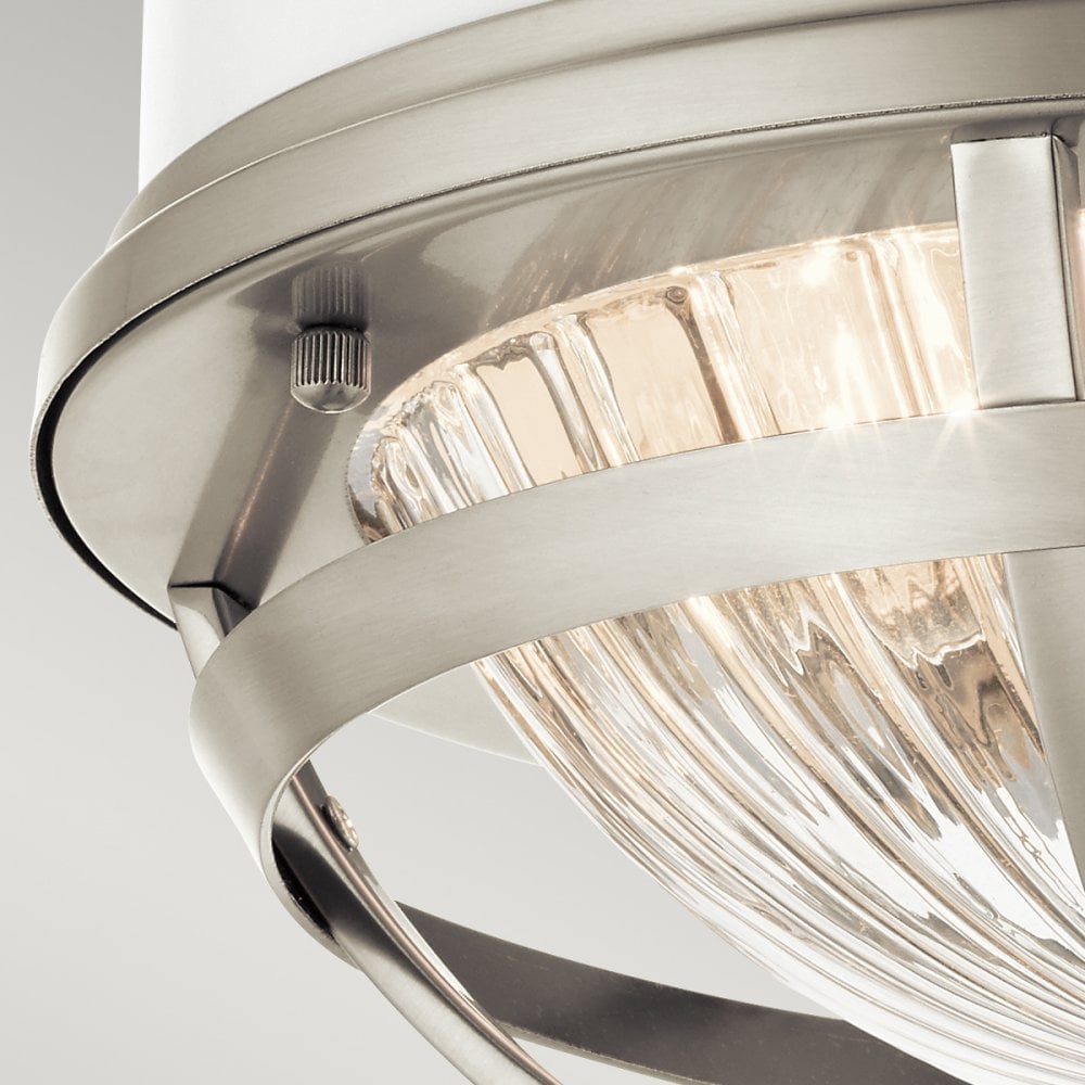 Tollis Flush Ceiling Light In Brushed Nickel And White Finish QN-TOLLIS-F-BN