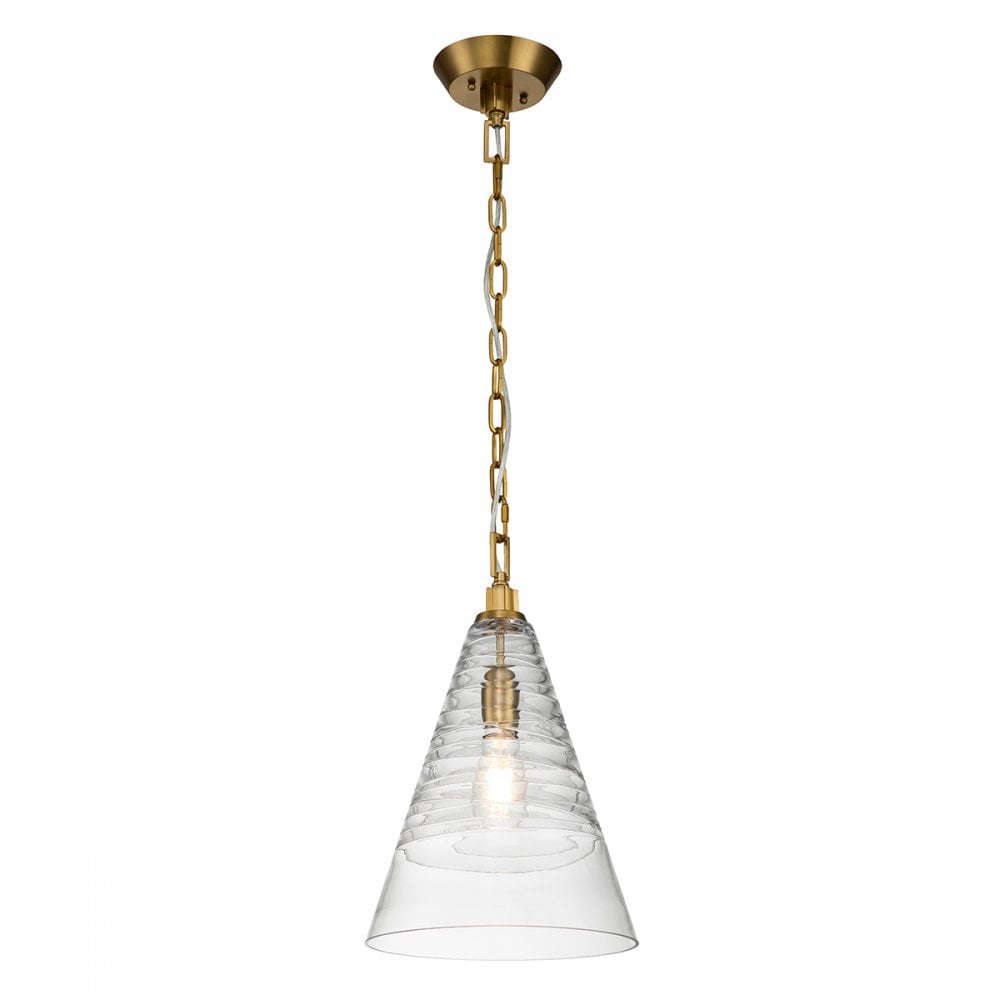 Elmore Ceiling Pendant In Burnished Brass With Clear Candy Glass QN-ELMORE-P-BBS