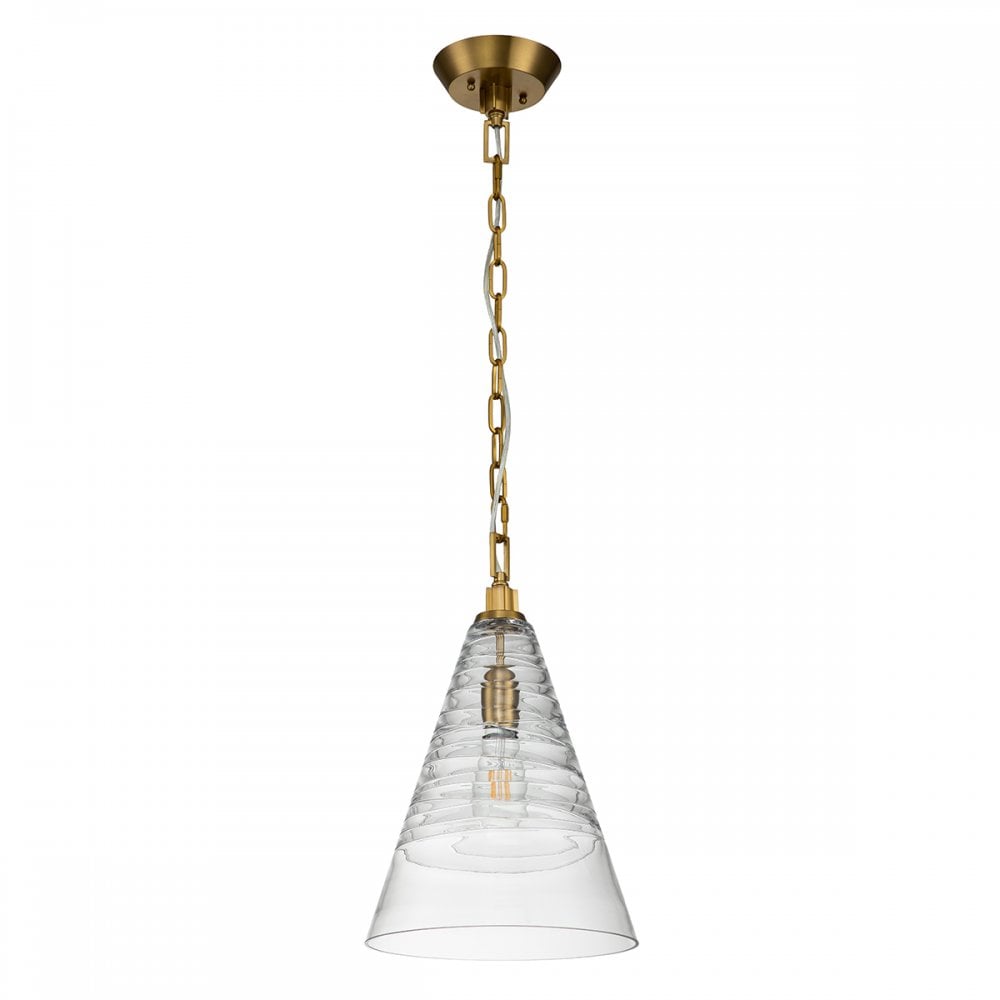 Elmore Ceiling Pendant In Burnished Brass With Clear Candy Glass QN-ELMORE-P-BBS