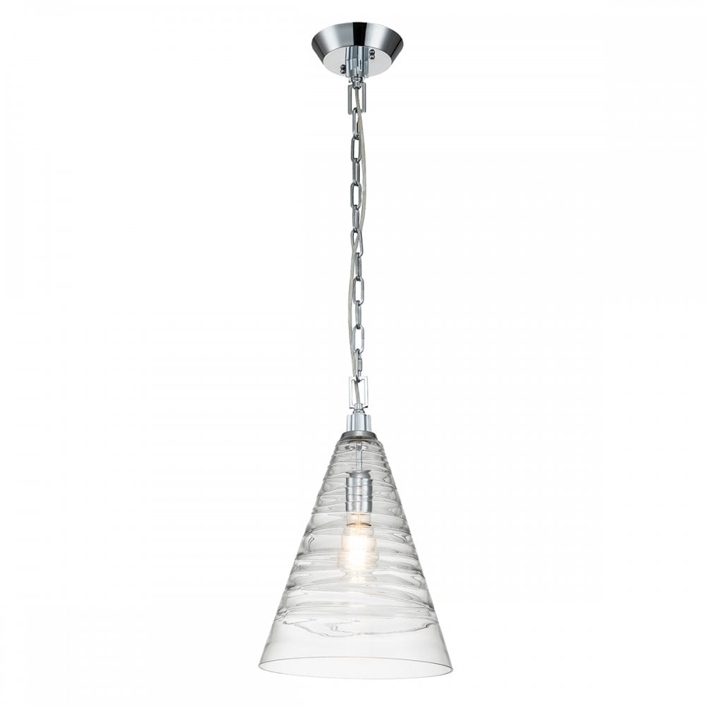 Elmore Ceiling Pendant In Polished Chrome With Clear Candy Glass QN-ELMORE-P-PC