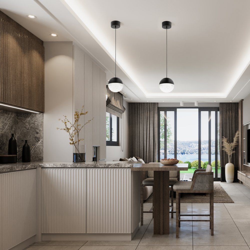 Moonlit Integral LED Mini Ceiling Pendant Light In Matte Black Finish QN-MOONLIT-P-MBK