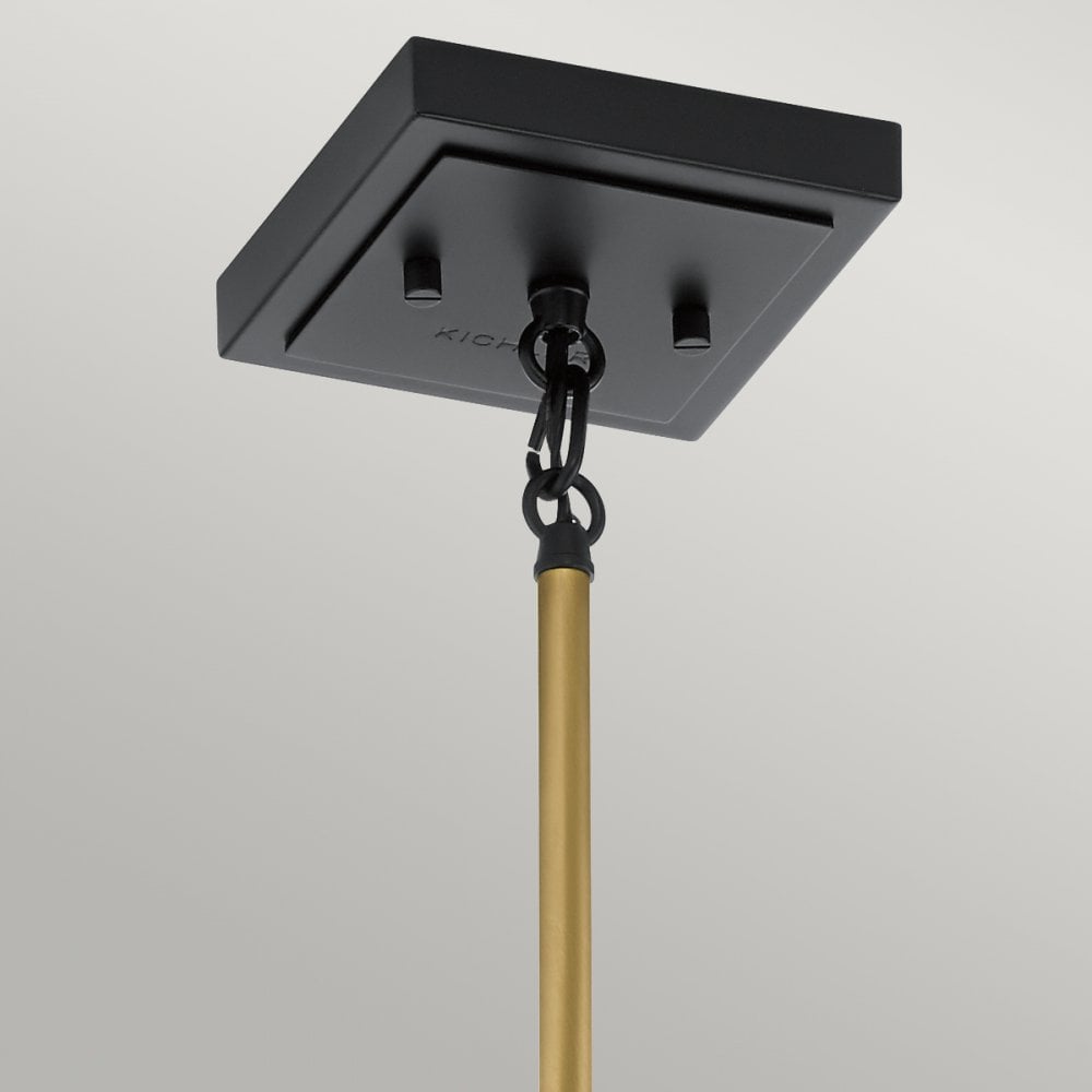 Kitner Single Ceiling Pendant Light In Natural Brass And Black Finish QN-KITNER-P-NBR