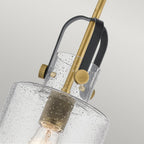 Kitner Single Ceiling Pendant Light In Natural Brass And Black Finish QN-KITNER-P-NBR