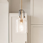 Kitner Single Ceiling Pendant Light In Natural Brass And Black Finish QN-KITNER-P-NBR