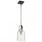 Kitner Single Ceiling Pendant Light In Polished Nickel And Black Finish QN-KITNER-P-PN