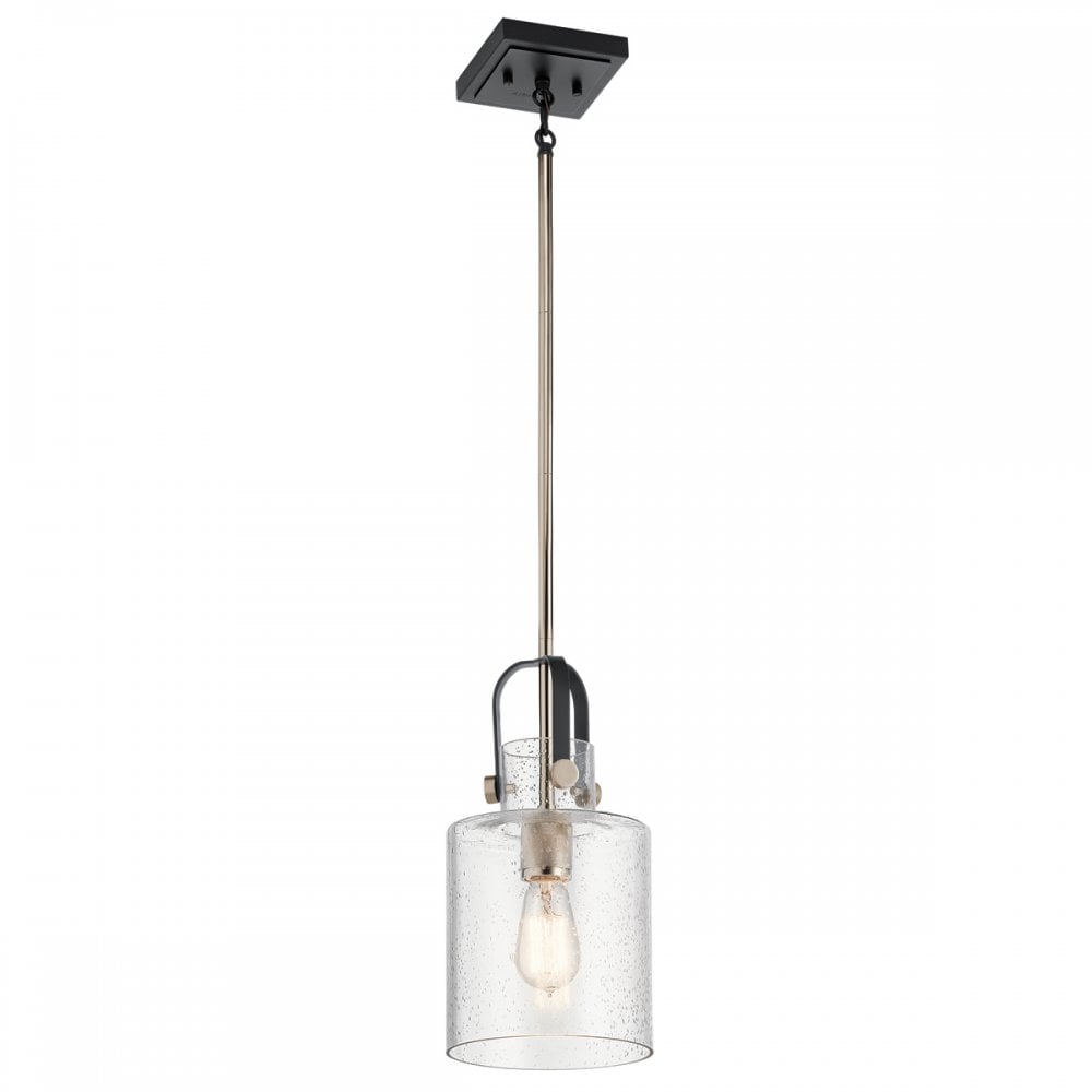 Kitner Single Ceiling Pendant Light In Polished Nickel And Black Finish QN-KITNER-P-PN