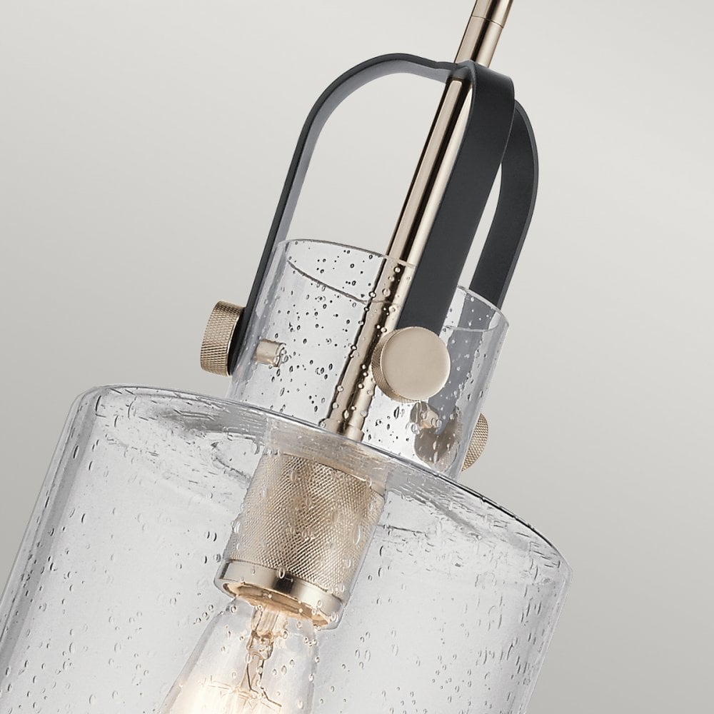 Kitner Single Ceiling Pendant Light In Polished Nickel And Black Finish QN-KITNER-P-PN