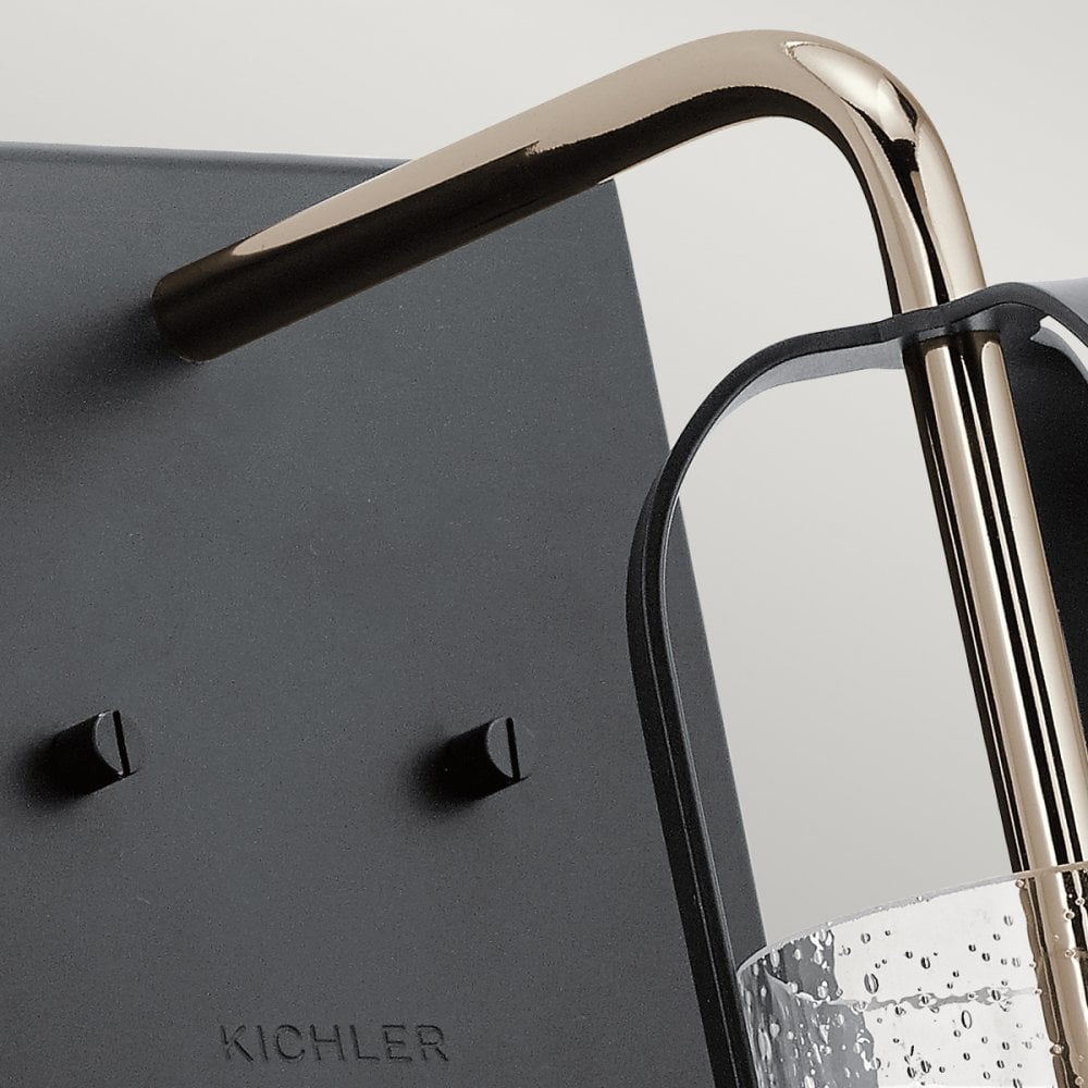 Kitner Single Wall Light In Polished Nickel And Black Finish QN-KITNER1-PN