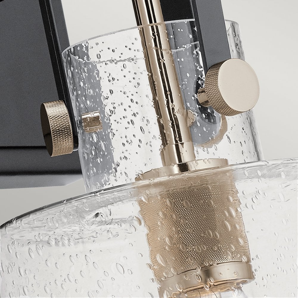 Kitner Single Wall Light In Polished Nickel And Black Finish QN-KITNER1-PN