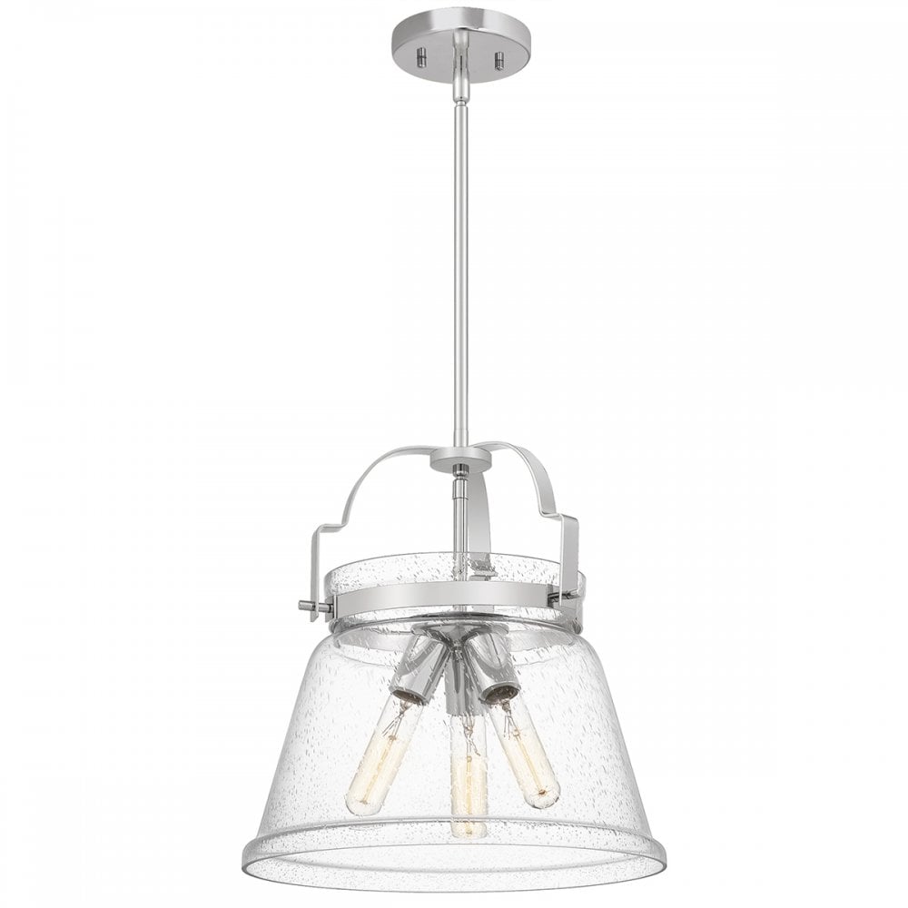 Wimberley Ceiling Pendant In Polished Chrome With Seeded Glass QN-WIMBERLEY-P-PC