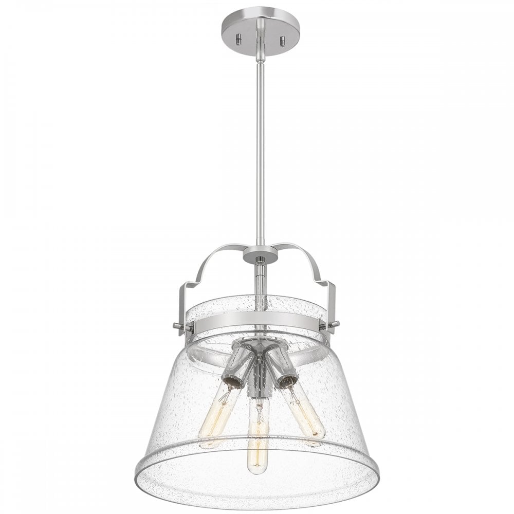 Wimberley Ceiling Pendant In Polished Chrome With Seeded Glass QN-WIMBERLEY-P-PC