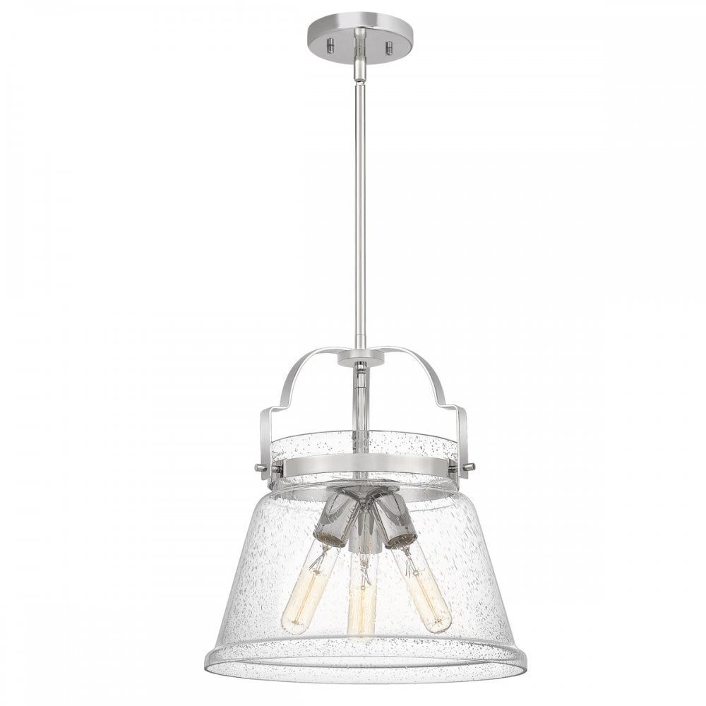Wimberley Ceiling Pendant In Polished Chrome With Seeded Glass QN-WIMBERLEY-P-PC