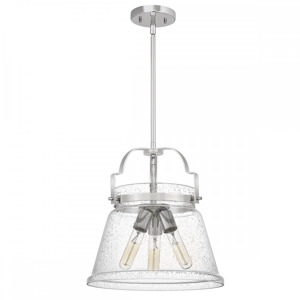 Wimberley Ceiling Pendant In Polished Chrome With Seeded Glass QN-WIMBERLEY-P-PC