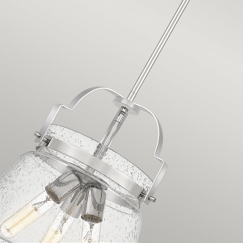 Wimberley Ceiling Pendant In Polished Chrome With Seeded Glass QN-WIMBERLEY-P-PC