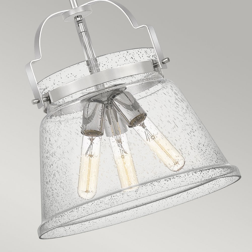 Wimberley Ceiling Pendant In Polished Chrome With Seeded Glass QN-WIMBERLEY-P-PC