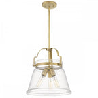 Wimberley Ceiling Pendant In Weathered Brass With Seeded Glass QN-WIMBERLEY-P-WS