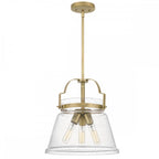 Wimberley Ceiling Pendant In Weathered Brass With Seeded Glass QN-WIMBERLEY-P-WS