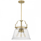 Wimberley Ceiling Pendant In Weathered Brass With Seeded Glass QN-WIMBERLEY-P-WS