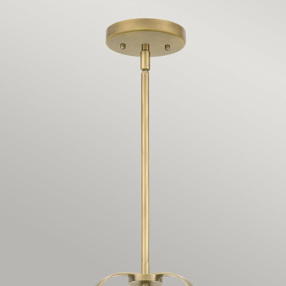 Wimberley Ceiling Pendant In Weathered Brass With Seeded Glass QN-WIMBERLEY-P-WS