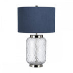 Sola Small Diamond Patterned Glass Table Lamp With Shade QN-SOLA-TL-S-BLU