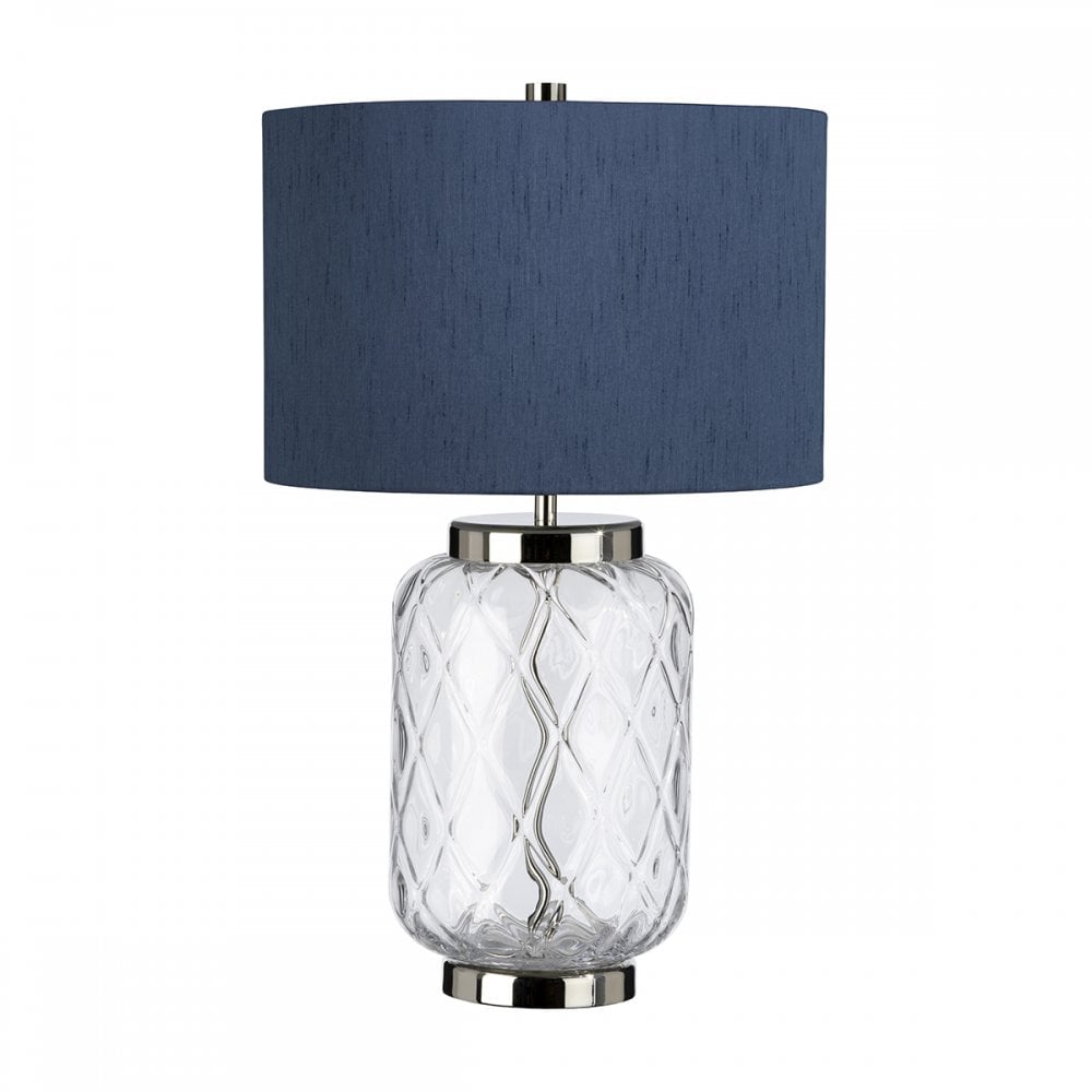 Sola Small Diamond Patterned Glass Table Lamp With Shade QN-SOLA-TL-S-BLU