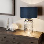 Sola Large Diamond Patterned Glass Table Lamp With Shade QN-SOLA-TL-L-BLU