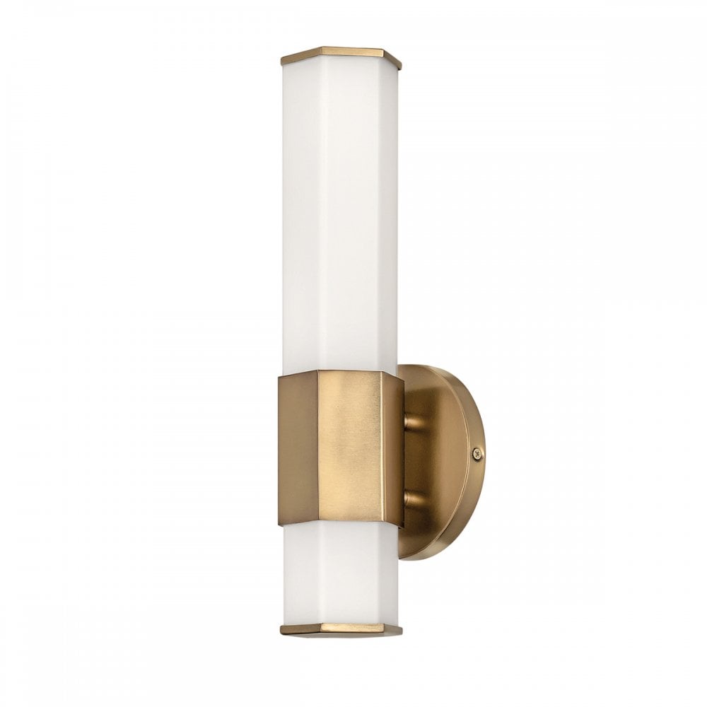 Facet Single LED Wall Light In Heritage Brass Finish QN-FACET-LED1-HB-BATH
