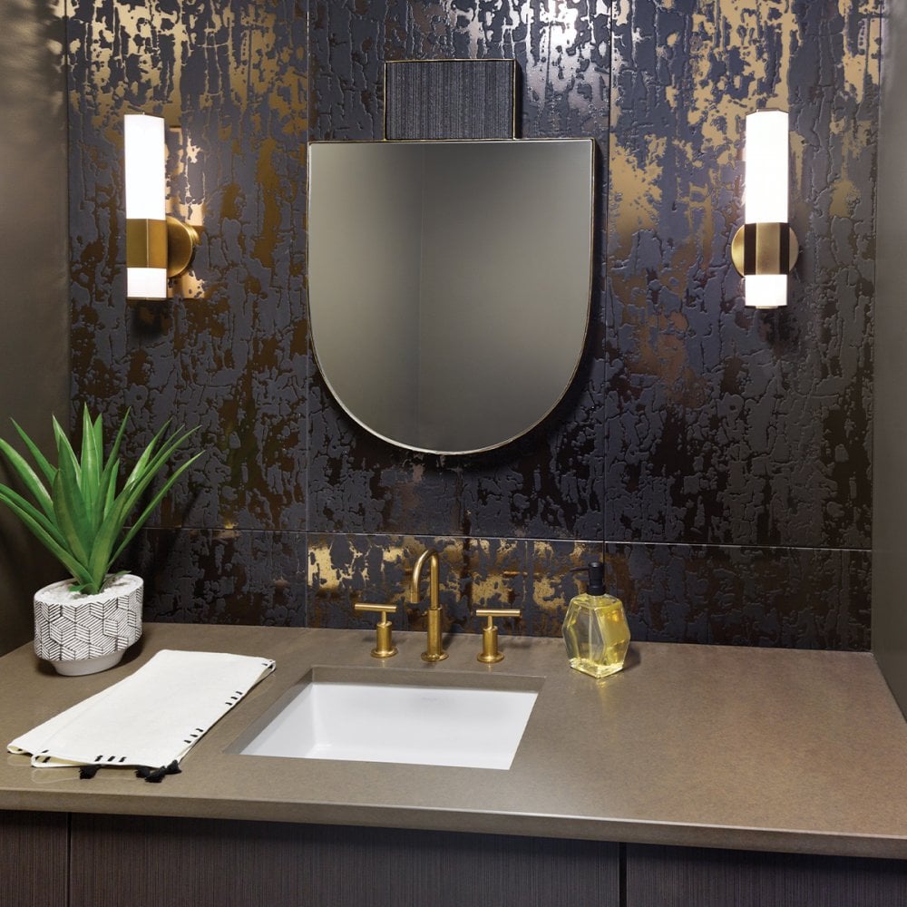 Facet Single LED Wall Light In Heritage Brass Finish QN-FACET-LED1-HB-BATH