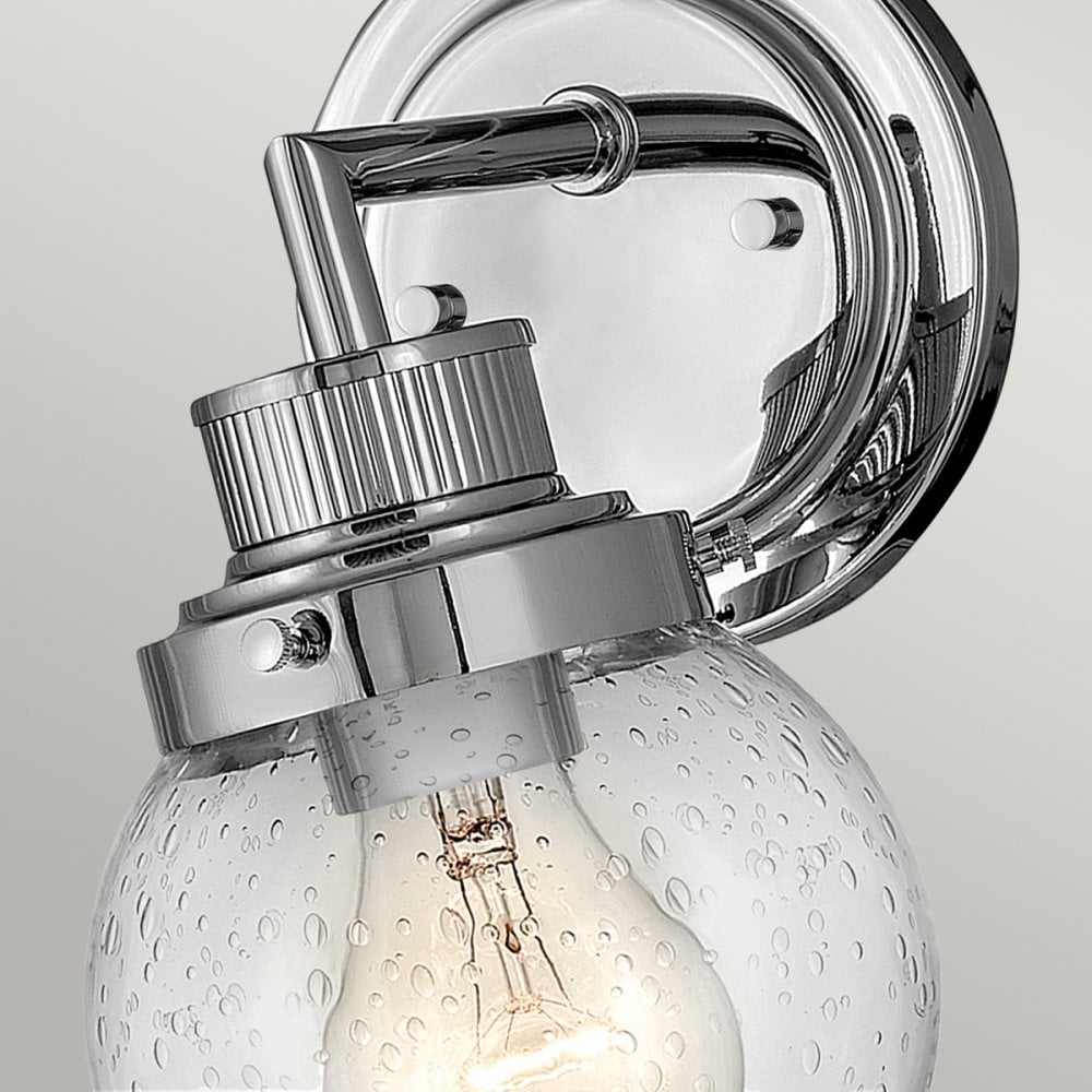 Poppy Single Bathroom Wall Light In Chrome With Seeded Glass QN-POPPY1-PC-BATH