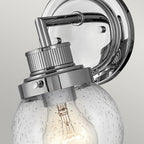Poppy Single Bathroom Wall Light In Chrome With Seeded Glass QN-POPPY1-PC-BATH
