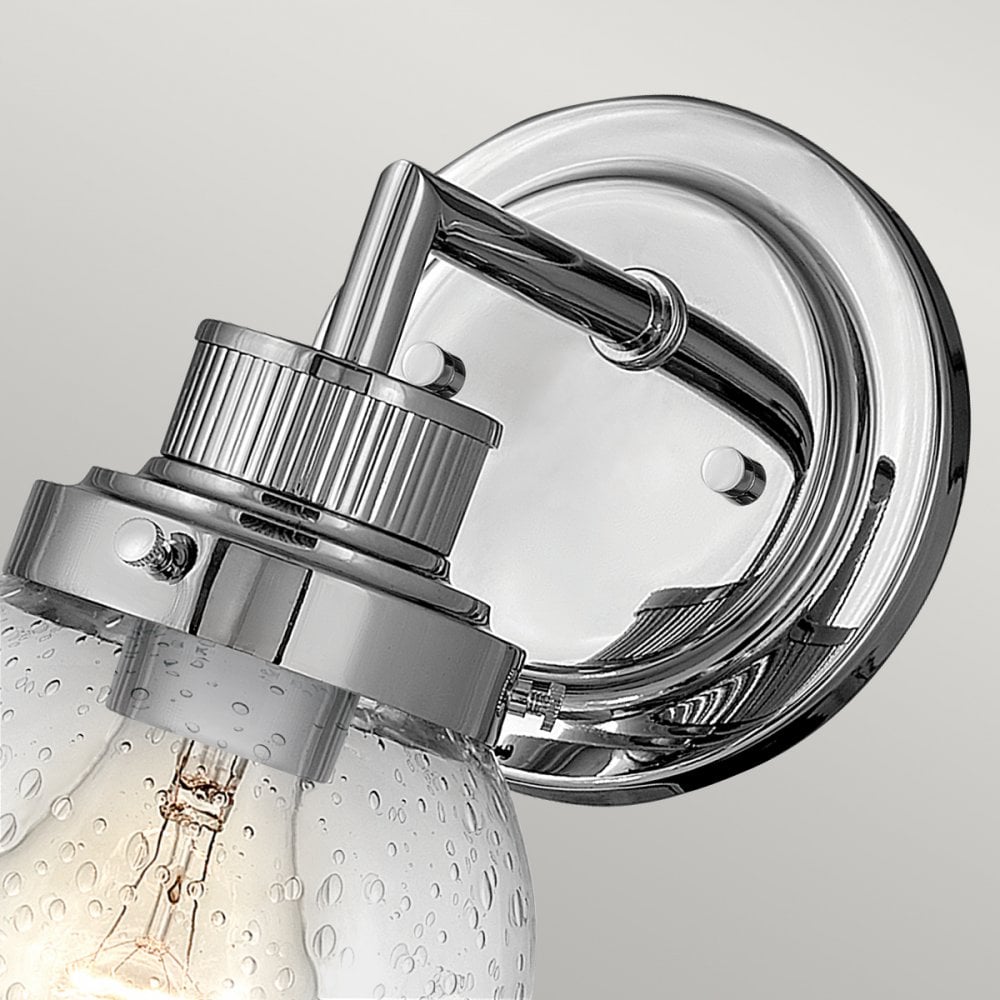 Poppy Single Bathroom Wall Light In Chrome With Seeded Glass QN-POPPY1-PC-BATH