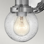 Poppy Single Bathroom Wall Light In Chrome With Seeded Glass QN-POPPY1-PC-BATH