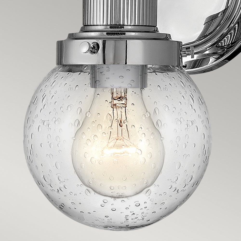 Poppy Single Bathroom Wall Light In Chrome With Seeded Glass QN-POPPY1-PC-BATH