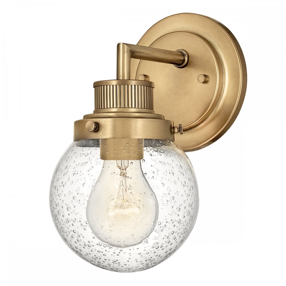 Poppy Bathroom Wall Light In Heritage Brass With Seeded Glass QN-POPPY1-HB-BATH