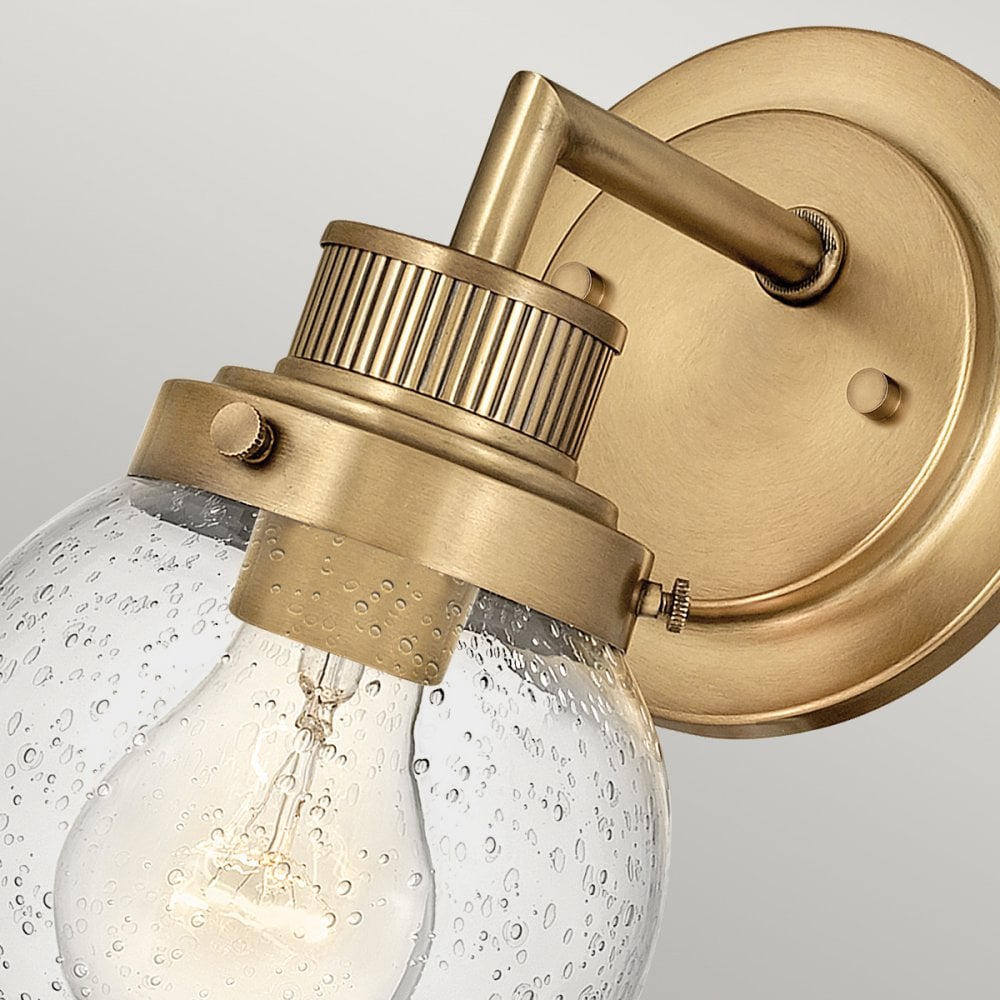 Poppy Bathroom Wall Light In Heritage Brass With Seeded Glass QN-POPPY1-HB-BATH