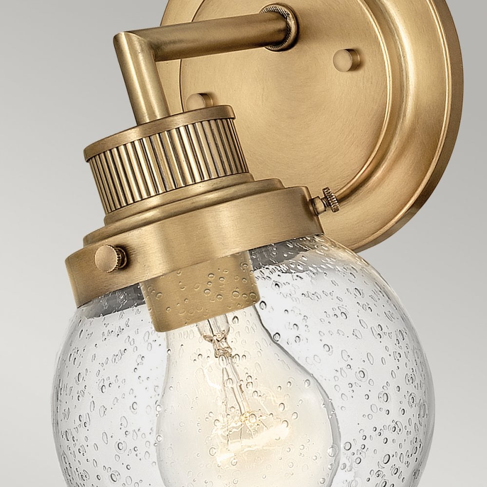 Poppy Bathroom Wall Light In Heritage Brass With Seeded Glass QN-POPPY1-HB-BATH