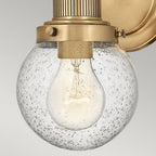 Poppy Bathroom Wall Light In Heritage Brass With Seeded Glass QN-POPPY1-HB-BATH