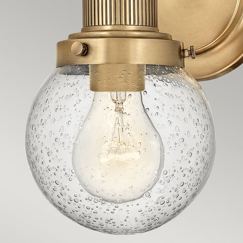 Poppy Bathroom Wall Light In Heritage Brass With Seeded Glass QN-POPPY1-HB-BATH