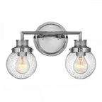 Poppy 2 Light Bathroom Wall Light In Polished Chrome With Seeded Glass QN-POPPY2-PC-BATH