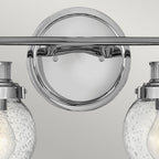 Poppy 2 Light Bathroom Wall Light In Polished Chrome With Seeded Glass QN-POPPY2-PC-BATH