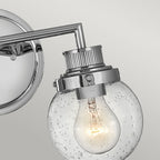Poppy 2 Light Bathroom Wall Light In Polished Chrome With Seeded Glass QN-POPPY2-PC-BATH