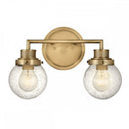 Poppy 2 Light Wall Light In Heritage Brass With Seeded Glass QN-POPPY2-HB-BATH