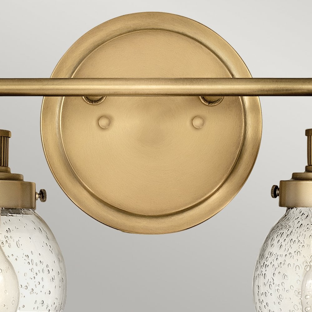 Poppy 2 Light Wall Light In Heritage Brass With Seeded Glass QN-POPPY2-HB-BATH