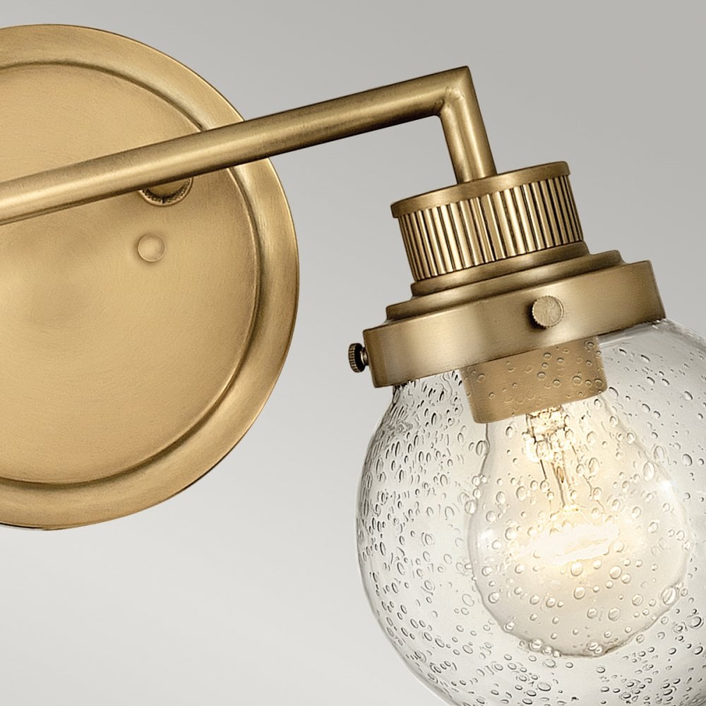 Poppy 2 Light Wall Light In Heritage Brass With Seeded Glass QN-POPPY2-HB-BATH
