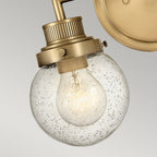 Poppy 2 Light Wall Light In Heritage Brass With Seeded Glass QN-POPPY2-HB-BATH
