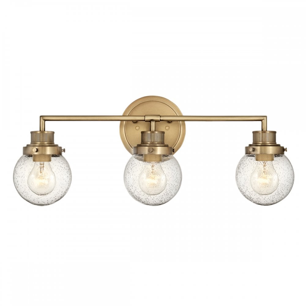 Poppy 3 Light Bathroom Wall Light In Heritage Brass Finish QN-POPPY3-HB-BATH